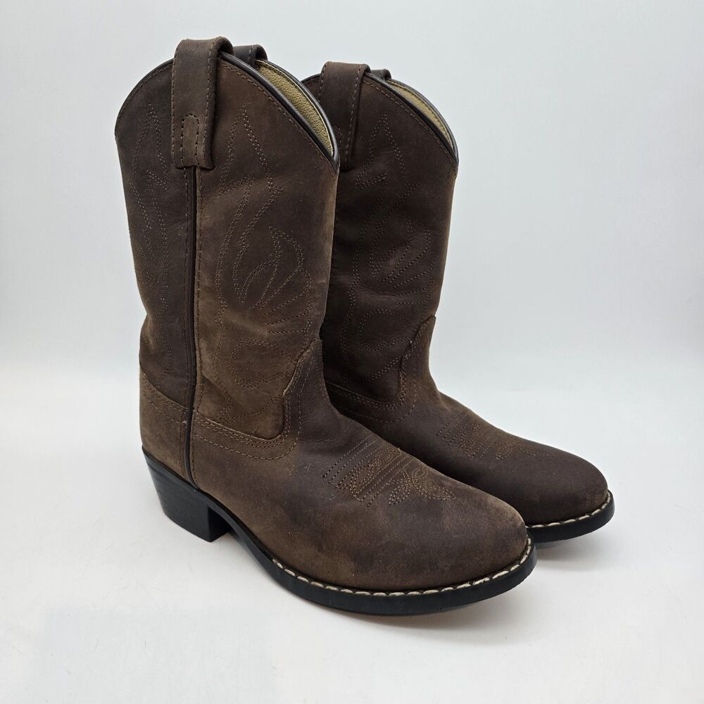Masterson Boot Co. Brown Leather Cowboy Boots Youth Size 13.5 Style RB2000C